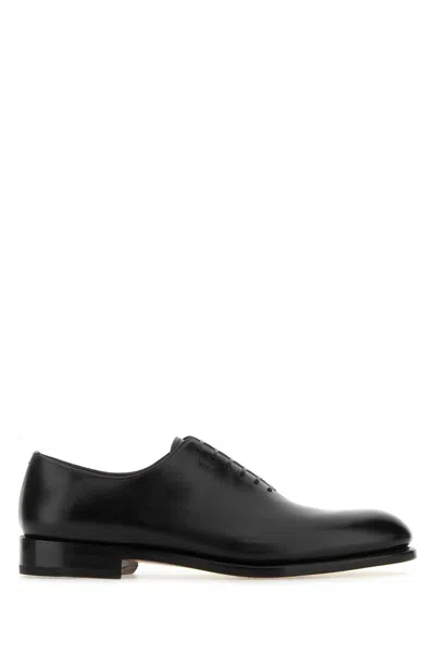 Ferragamo Black Leather Geoffrey Lace-up Shoes