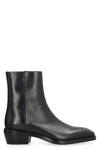 Ferragamo Black Leather Ankle Boots