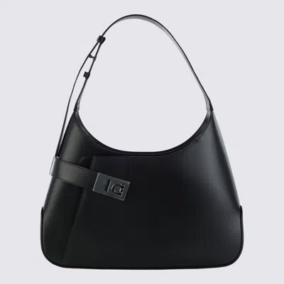 Ferragamo Black Leather Arch Large Shoulder Bag