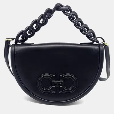 Pre-owned Ferragamo Black Leather Aura Bag