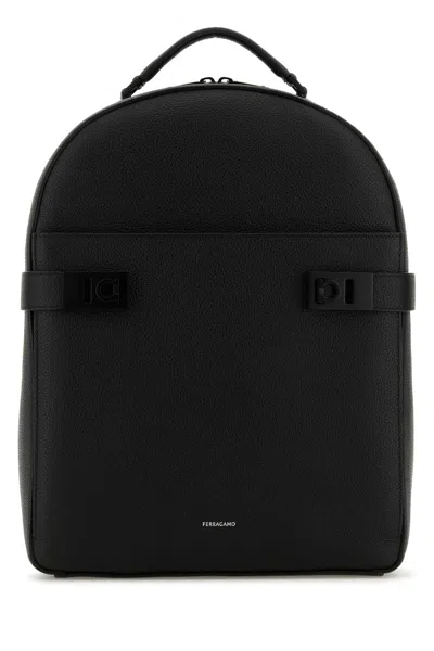 Ferragamo Black Leather Backpack