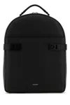 Ferragamo Double Zip Leather Backpack In Nero