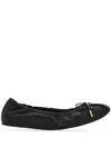Ferragamo Black Leather Ballet Flats In Black