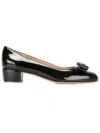 Ferragamo Vara Bow-embellished Patent-leather Pumps In Black