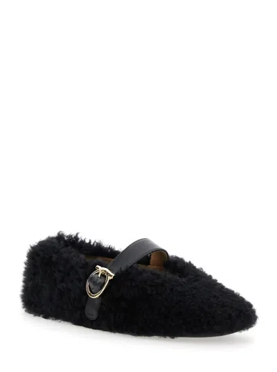 Ferragamo Black Leather Ballet Flats