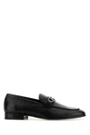 Ferragamo Black Gancini Plaque Leather Loafers - Men's - Calfskin/goat Skin/rubber In Black