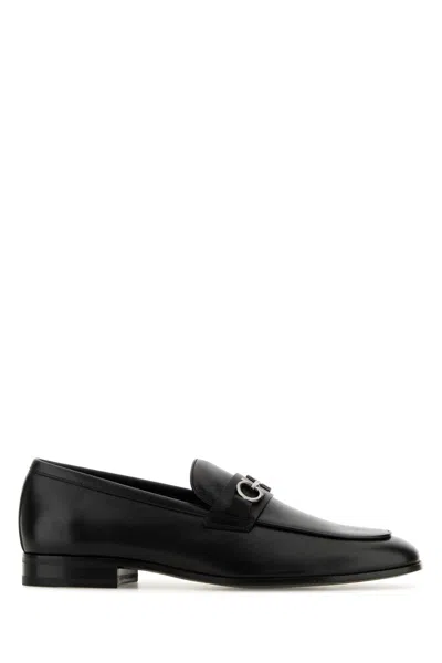 FERRAGAMO BLACK LEATHER BALTY LOAFERS