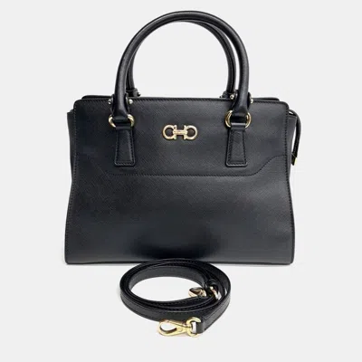 Pre-owned Ferragamo Black Leather Becky Bag Small