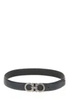 Ferragamo Reversible Belt With Adjustable Length And Metal Buckle In Blue