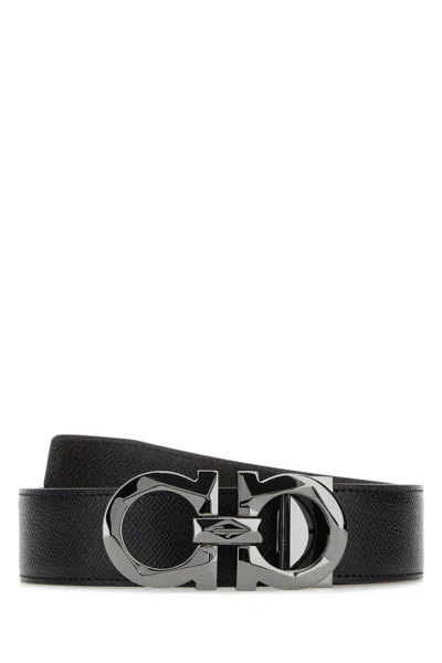 Ferragamo Black Logo Buckle Belt