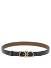 Ferragamo Black Leather Belt In Black