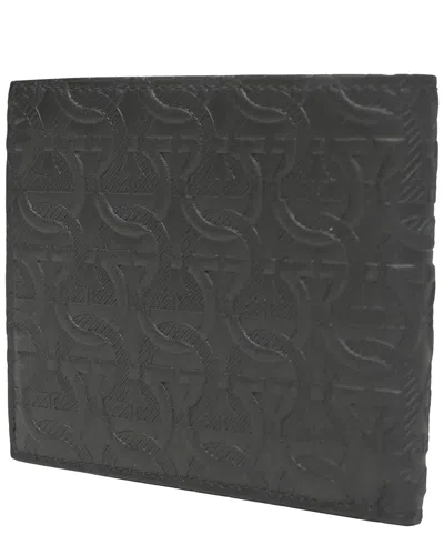 Ferragamo Black Leather Bifold Gancini Wallet (authentic Pre-loved) In Brown