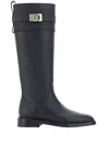 Ferragamo Stivale Ryder Leather Boots In Black