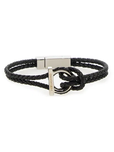FERRAGAMO FERRAGAMO BLACK LEATHER BRACELETS