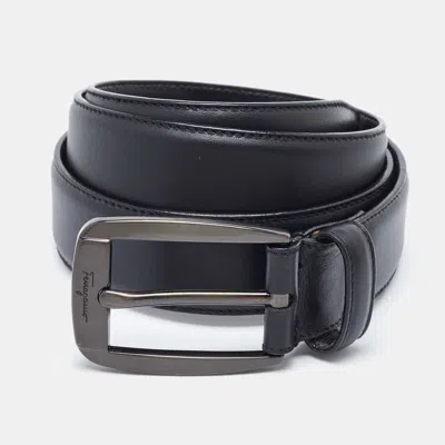 Pre-owned Ferragamo Black Leather Buckle Belt 80cm