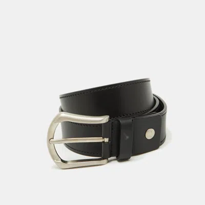 Pre-owned Ferragamo Black Leather Buckle Belt 95cm