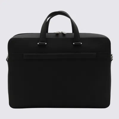 Ferragamo Black Leather Business Gancini Top Handle Bag