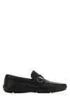 Ferragamo Gancini Leather Loafers In Nero