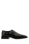 Ferragamo Double Monkstrap Leather Loafers In Black