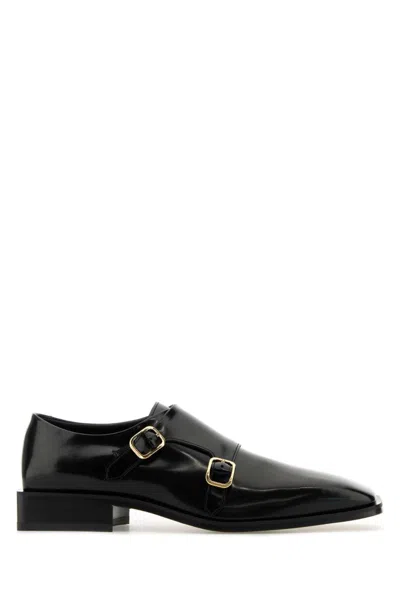 FERRAGAMO BLACK LEATHER CARACAS MONK STRAP SHOES