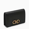 FERRAGAMO FERRAGAMO BLACK LEATHER CARD HOLDER WOMEN