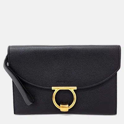 Pre-owned Ferragamo Black Leather Clutch