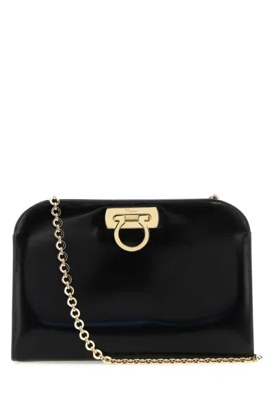 Ferragamo Black Leather Clutch