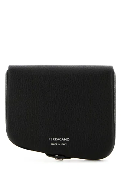 Ferragamo Small Leather Change Purse In Black