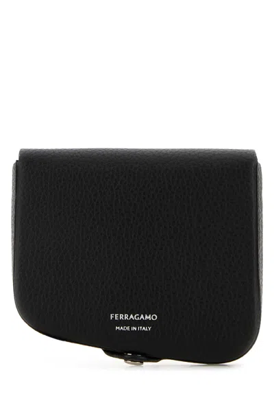FERRAGAMO BLACK LEATHER COIN PURSE
