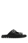 Ferragamo Gancini Leather Sandals In Neroneronero