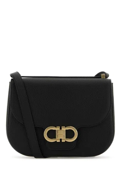 FERRAGAMO FERRAGAMO BLACK LEATHER CROSSBODY BAG