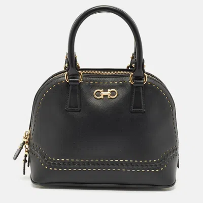 Pre-owned Ferragamo Black Leather Darina Satchel