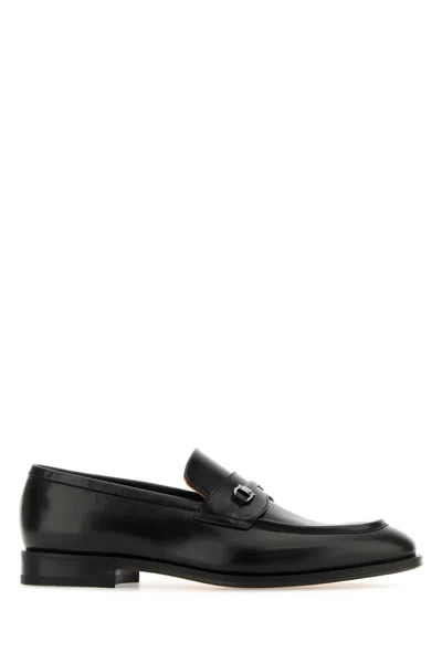 Ferragamo Black Leather Desmond Loafers