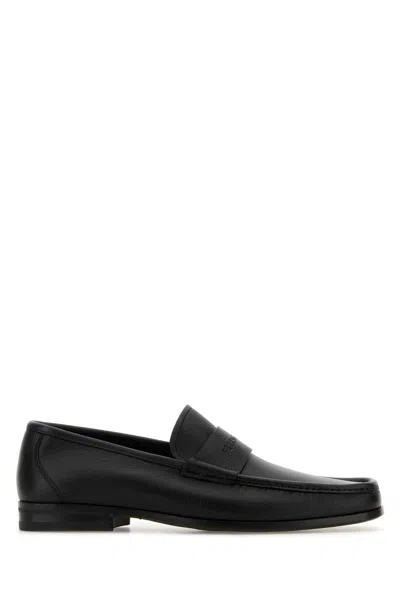 Ferragamo Black Leather Dupont Loafers