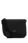 FERRAGAMO BLACK LEATHER FIAMMA CROSSBODY BAG