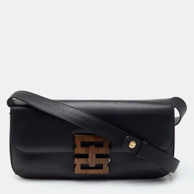 Pre-owned Ferragamo Black Leather Flap Shoulder Bag