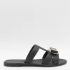 Ferragamo Lilou Vara Plate Flat Slides In Black