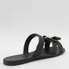Ferragamo Lilou Vara Plate Flat Slides In Black