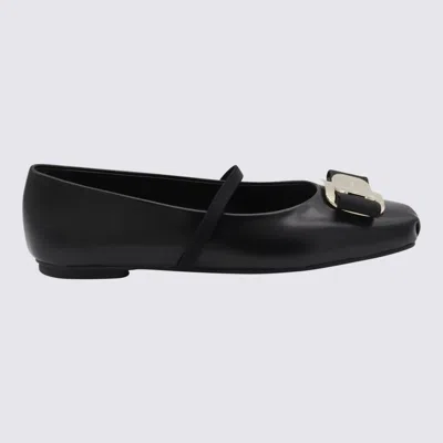 Ferragamo Black Leather Flats