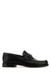 Ferragamo Black Leather Fort Loafers