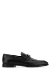 Ferragamo Balty Gancini Plaque Leather Loafers In Black