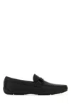 Ferragamo Black Leather Front Loafers In Black
