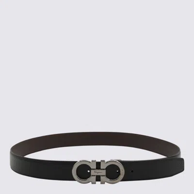 FERRAGAMO BLACK LEATHER GANCINI BELT