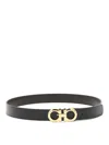 Ferragamo Logo-buckle Leather Belt In Black