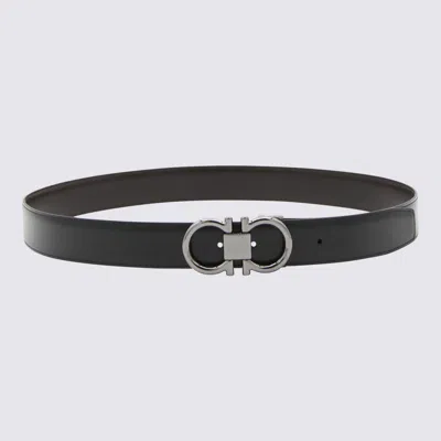 FERRAGAMO BLACK LEATHER GANCINI BELT
