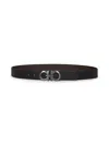 Ferragamo Men Black Leather Gancini Reversible Belt