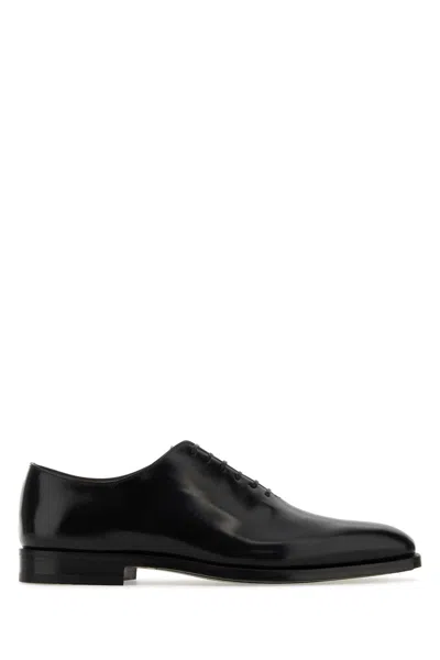 Ferragamo Black Leather Geoffrey Lace-up Shoes
