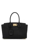 Ferragamo Black Leather Handbag In Black