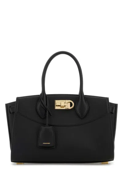 FERRAGAMO BLACK LEATHER HANDBAG