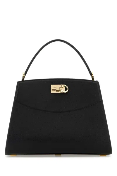 FERRAGAMO FERRAGAMO BLACK LEATHER HANDBAG